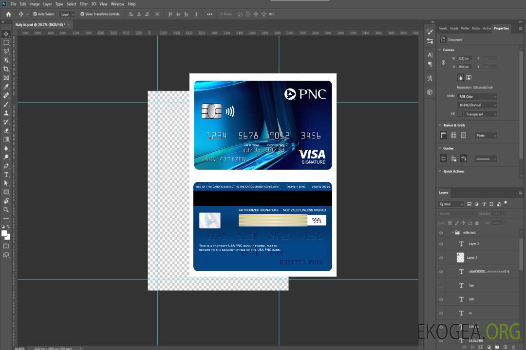 Carte de signature de visa bancaire PNC des États-Unis template